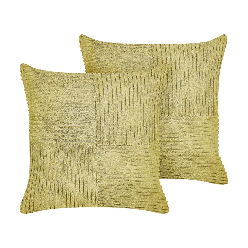 Zestaw 2 poduszek dekoracyjnych MILLET Sztruks 43 x 43 cm Oliwkowy Wzór geometryczny Zestaw 2 poduszek dekoracyjnych MILLET Sztruks 43 x 43 cm Oliwkowy Wzór geometryczny