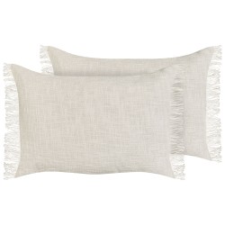 Zestaw 2 poduszek dekoracyjnych MABA Bawełna 50 x 35 cm Złamana biel Jednolity Zestaw 2 poduszek dekoracyjnych MABA Bawełna 50 x 35 cm Złamana biel Jednolity