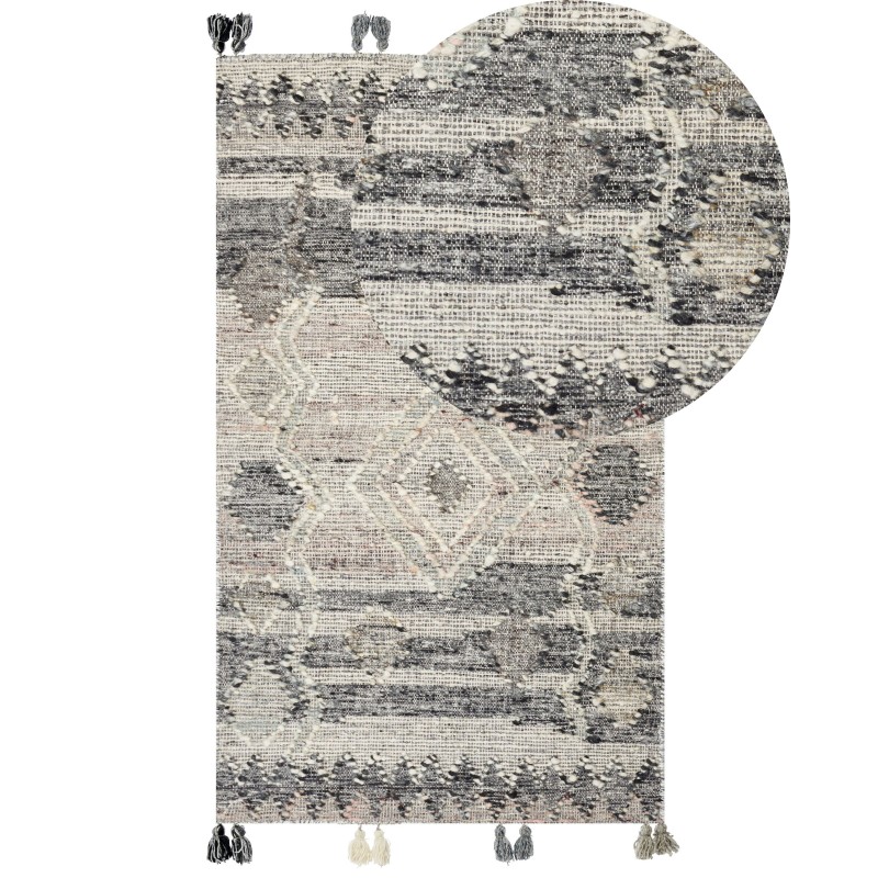 Dywan wełniany kilim 80 x 150 cm szary ARATASHEN