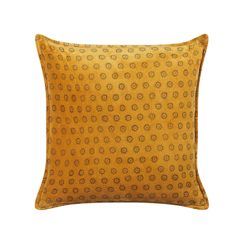 Zestaw 2 poduszek dekoracyjnych RAPIS Welur 45 x 45 cm Żółty Wzór geometryczny Zestaw 2 poduszek dekoracyjnych RAPIS Welur 45 x 45 cm Żółty Wzór geometryczny