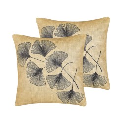 Zestaw 2 poduszek dekoracyjnych WAKAD 45 x 45 cm Beżowy Wzór roślinny