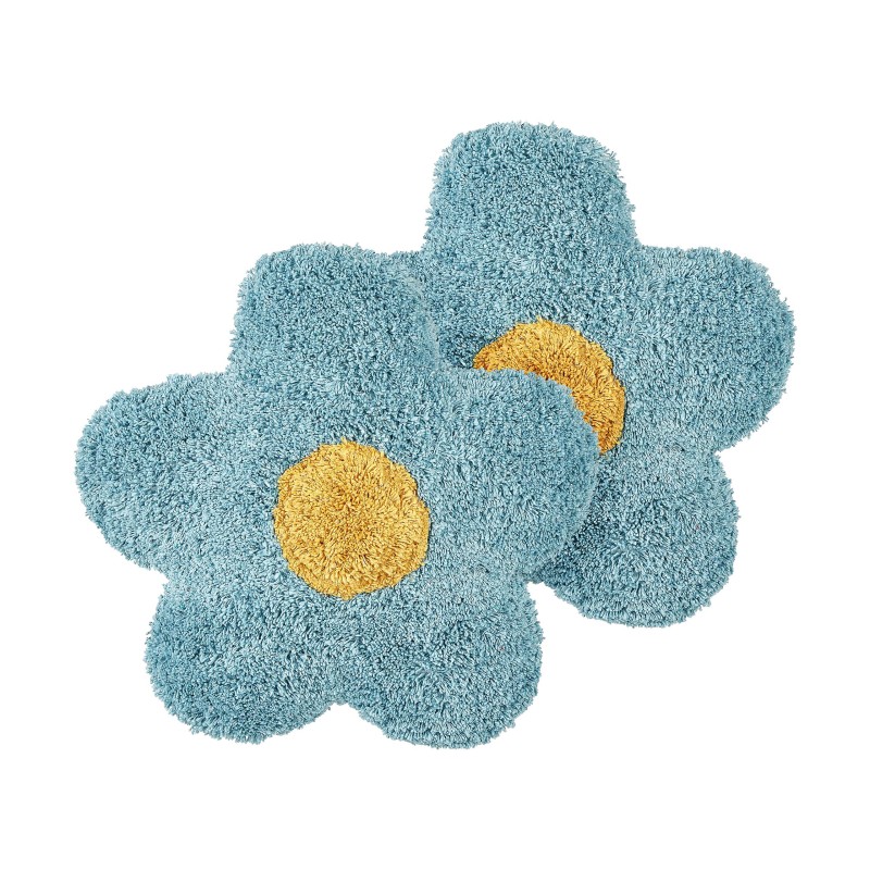 2 bawełniane poduszki dekoracyjne dla dzieci kwiaty 30 x 30 cm niebieskie SORREL 2 bawełniane poduszki dekoracyjne dla dzieci kwiaty 30 x 30 cm niebieskie SORREL