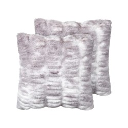 Zestaw 2 poduszek dekoracyjnych MACODES Sztuczne futro 45 x 45 cm Jasnoszary Jednolity Zestaw 2 poduszek dekoracyjnych MACODES Sztuczne futro 45 x 45 cm Jasnoszary Jednolity