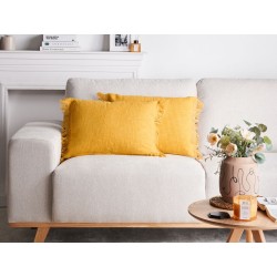 Zestaw 2 poduszek dekoracyjnych MABA Bawełna 50 x 35 cm Żółty Jednolity Zestaw 2 poduszek dekoracyjnych MABA Bawełna 50 x 35 cm Żółty Jednolity