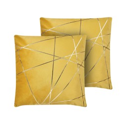 Zestaw 2 poduszek dekoracyjnych PINUS Welur 45 x 45 cm Żółty Wzór geometryczny