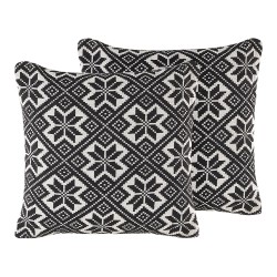 Zestaw 2 poduszek dekoracyjnych BESKOZ Bawełna 45 x 45 cm Czarny Wzór geometryczny