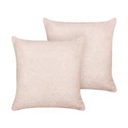 Zestaw 2 poduszek dekoracyjnych LEUZEA Boucle 45 x 45 cm Pastelowy róż Jednolity Zestaw 2 poduszek dekoracyjnych LEUZEA Boucle 45 x 45 cm Pastelowy róż Jednolity