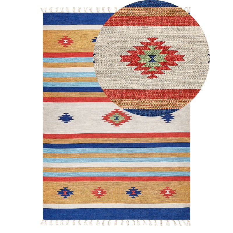 Dywan bawełniany kilim 140 x 200 cm wielokolorowy TARONIK