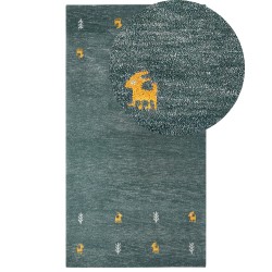 Dywan wełniany gabbeh 80 x 150 cm zielony CALTI Dywan wełniany gabbeh 80 x 150 cm zielony CALTI