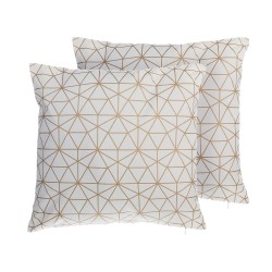 Zestaw 2 poduszek dekoracyjnych SEDUM Bawełna 45 x 45 cm Biały Złoty Wzór geometryczny Zestaw 2 poduszek dekoracyjnych SEDUM Bawełna 45 x 45 cm Biały Złoty Wzór geometryczny