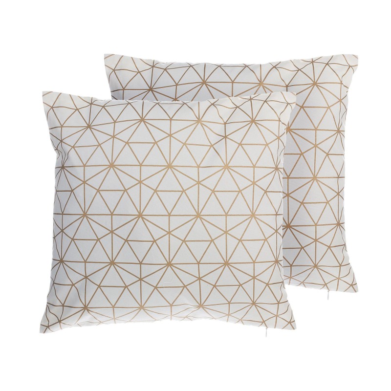 Zestaw 2 poduszek dekoracyjnych SEDUM Bawełna 45 x 45 cm Biały Złoty Wzór geometryczny