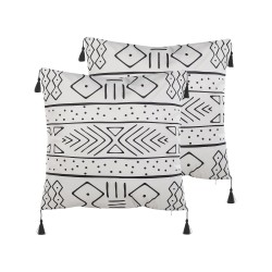 Zestaw 2 poduszek dekoracyjnych SCHEFFLERA Welur 45 x 45 cm Biały Wzór geometryczny