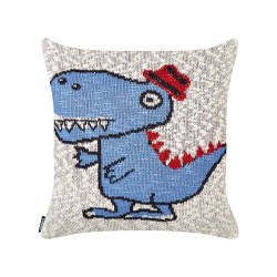 2 bawełniane poduszki dla dzieci z motywem dinozaura 45 x 45 cm beżowo-niebieskie GAMBIR 2 bawełniane poduszki dla dzieci z motywem dinozaura 45 x 45 cm beżowo-niebieskie GAMBIR
