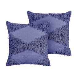 2 poduszki dekoracyjne bawełniane tuftowane 45 x 45 cm fioletowe RHOEO 2 poduszki dekoracyjne bawełniane tuftowane 45 x 45 cm fioletowe RHOEO