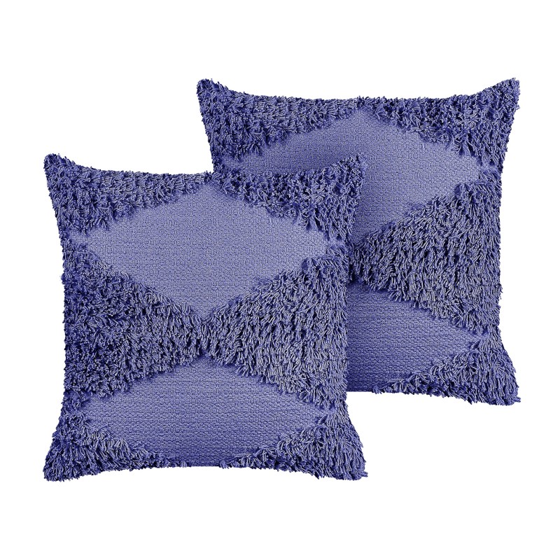 2 poduszki dekoracyjne bawełniane tuftowane 45 x 45 cm fioletowe RHOEO