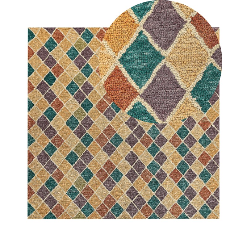 Dywan wełniany 200 x 200 cm wielokolorowy KESKIN