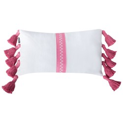 2 bawełniane poduszki dekoracyjne z frędzlami 30 x 50 cm biało-różowe LOVELY 2 bawełniane poduszki dekoracyjne z frędzlami 30 x 50 cm biało-różowe LOVELY