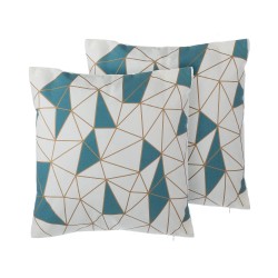 Zestaw 2 poduszek dekoracyjnych CLARKIA Bawełna 45 x 45 cm Niebieski Wzór geometryczny
