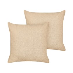 Zestaw 2 poduszek dekoracyjnych LEUZEA Boucle 60 x 60 cm Piaskowy Jednolity