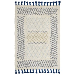 Dywan bawełniany 160 x 230 cm beżowo-niebieski ERZINCAN Dywan bawełniany 160 x 230 cm beżowo-niebieski ERZINCAN
