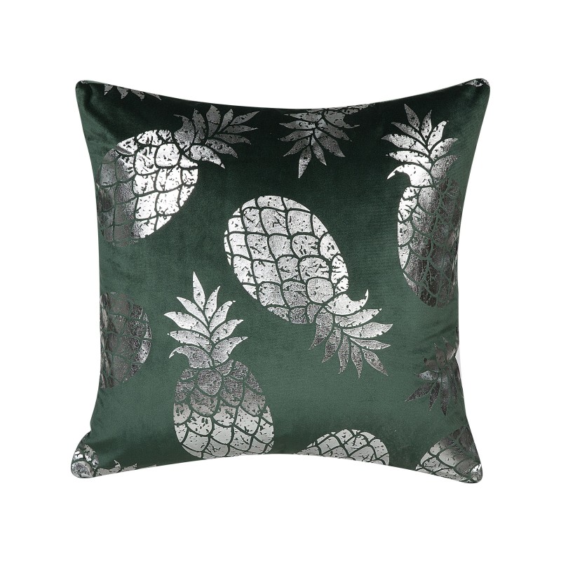 Zestaw 2 poduszek dekoracyjnych ASTILBE Welur 45 x 45 cm Ciemnozielony Wzór roślinny Zestaw 2 poduszek dekoracyjnych ASTILBE Welur 45 x 45 cm Ciemnozielony Wzór roślinny