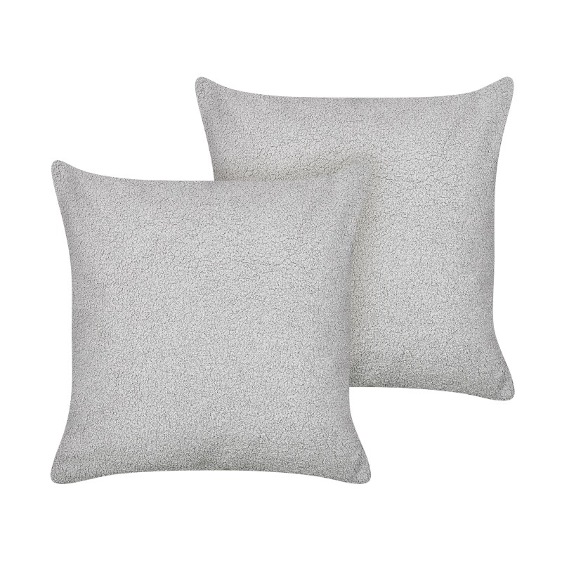 Zestaw 2 poduszek dekoracyjnych LEUZEA Boucle 45 x 45 cm Szary Jednolity Zestaw 2 poduszek dekoracyjnych LEUZEA Boucle 45 x 45 cm Szary Jednolity