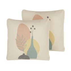 Zestaw 2 poduszek dekoracyjnych CARDOON 45 x 45 cm Biały Wzór abstrakcyjny Zestaw 2 poduszek dekoracyjnych CARDOON 45 x 45 cm Biały Wzór abstrakcyjny