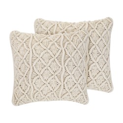 Zestaw 2 poduszek dekoracyjnych GOREME Bawełna 45 x 45 cm Jasnobeżowy Wzór geometryczny Zestaw 2 poduszek dekoracyjnych GOREME Bawełna 45 x 45 cm Jasnobeżowy Wzór geometryczny