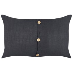 Zestaw 2 poduszek dekoracyjnych BANORI Len 30 x 50 cm Czarny Jednolity Zestaw 2 poduszek dekoracyjnych BANORI Len 30 x 50 cm Czarny Jednolity