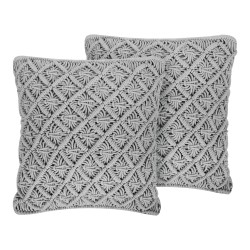 Zestaw 2 poduszek dekoracyjnych KIZKALESI Bawełna 45 x 40 cm Szary Wzór geometryczny Zestaw 2 poduszek dekoracyjnych KIZKALESI Bawełna 45 x 40 cm Szary Wzór geometryczny