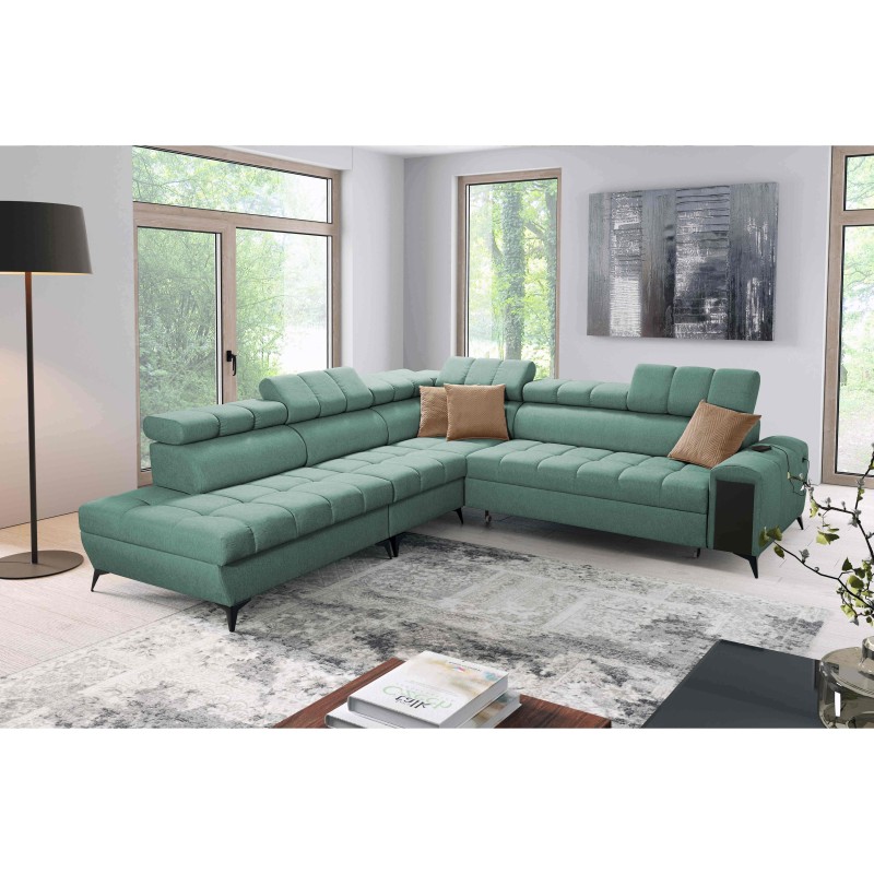 Venna IX Ecksofa mit Schlaffunktion, USB-Anschluss und aufklappbar
