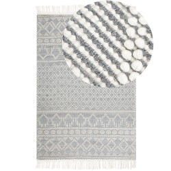 Dywan wełniany ze wzorem geometrycznym 160 x 230 cm beżowo-szary SOLHAN Dywan wełniany ze wzorem geometrycznym 160 x 230 cm beżowo-szary SOLHAN