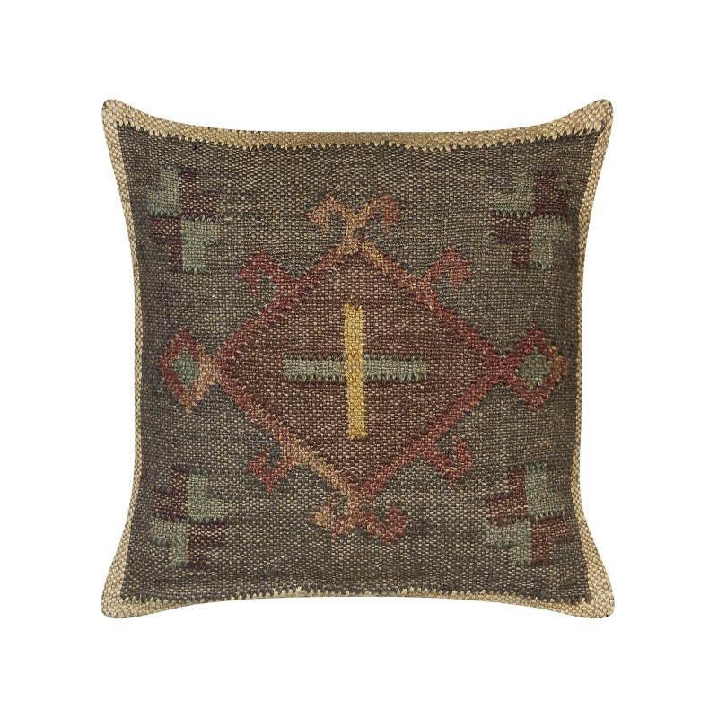 Poduszka dekoracyjna KATORA Juta 45 x 45 cm Zielony Wzór orientalny