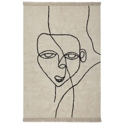 Dywan bawełniany 160 x 230 cm beżowo-czarny NURU Dywan bawełniany 160 x 230 cm beżowo-czarny NURU