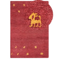 Dywan wełniany gabbeh 200 x 300 cm czerwony YARALI Dywan wełniany gabbeh 200 x 300 cm czerwony YARALI