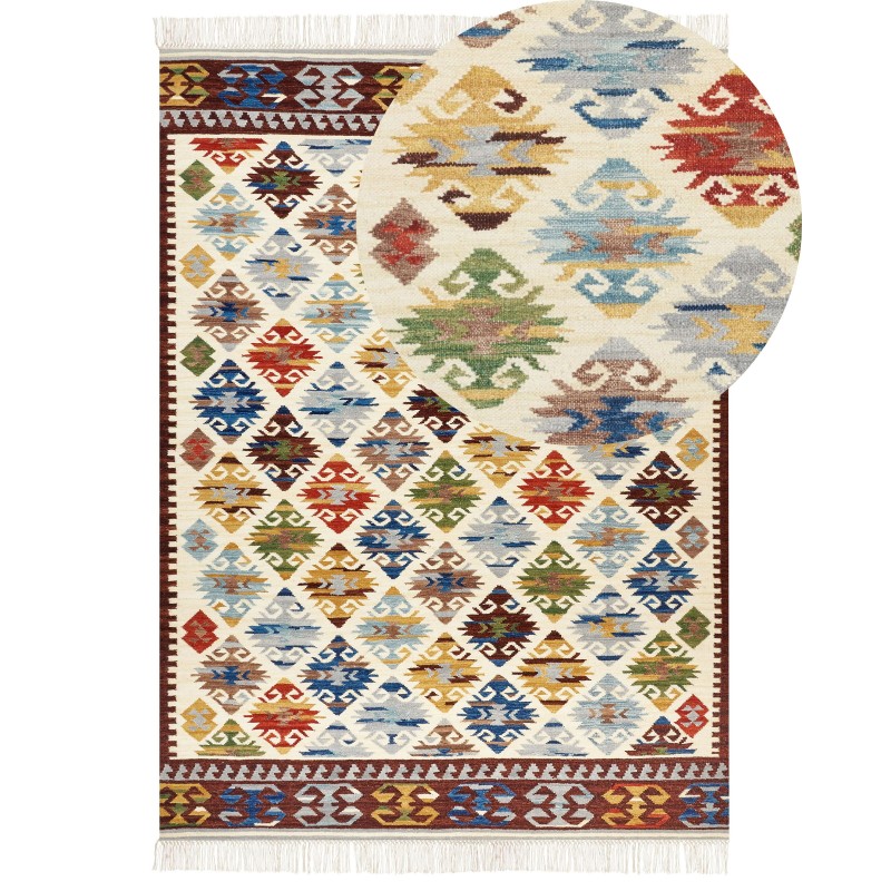 Dywan wełniany kilim 200 x 300 cm wielokolorowy AKNALICH