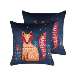 2 welurowe poduszki dekoracyjne dla dzieci w liski 45 x 45 cm ciemnoniebieskie FIRESPIKE 2 welurowe poduszki dekoracyjne dla dzieci w liski 45 x 45 cm ciemnoniebieskie FIRESPIKE