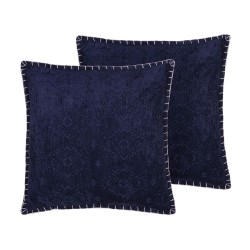 Zestaw 2 poduszek dekoracyjnych MELUR 45 x 45 cm Ciemnoniebieski Ikat Zestaw 2 poduszek dekoracyjnych MELUR 45 x 45 cm Ciemnoniebieski Ikat