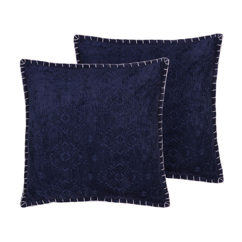 Zestaw 2 poduszek dekoracyjnych MELUR 45 x 45 cm Ciemnoniebieski Ikat