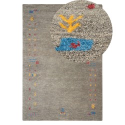 Dywan wełniany gabbeh 140 x 200 cm szary SEYMEN Dywan wełniany gabbeh 140 x 200 cm szary SEYMEN