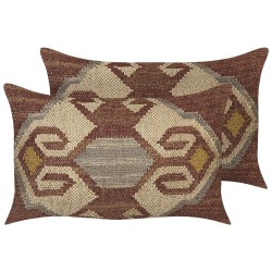 Zestaw 2 poduszek dekoracyjnych URPAD Juta 30 x 50 cm Kolorowy Wzór orientalny Zestaw 2 poduszek dekoracyjnych URPAD Juta 30 x 50 cm Kolorowy Wzór orientalny