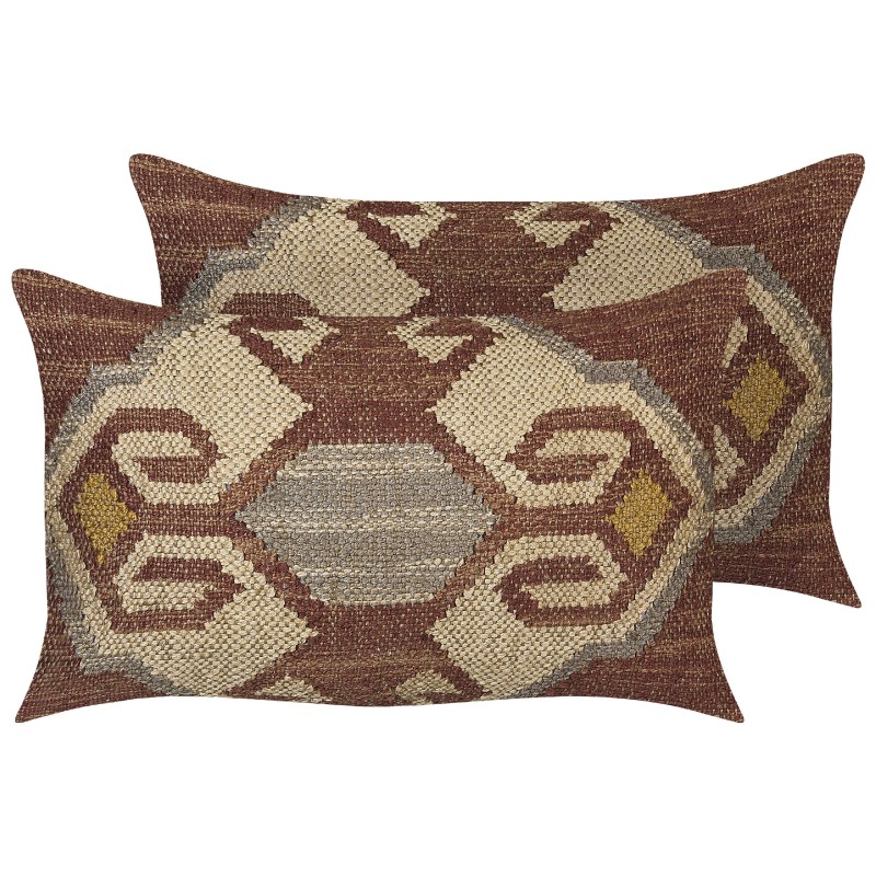 Zestaw 2 poduszek dekoracyjnych URPAD Juta 30 x 50 cm Kolorowy Wzór orientalny
