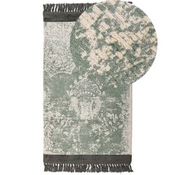 Dywan z wiskozy 80 x 150 cm zielony z beżowym AKARSU Dywan z wiskozy 80 x 150 cm zielony z beżowym AKARSU