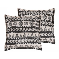 Zestaw 2 poduszek dekoracyjnych HENTEPE Bawełna 45 x 45 cm Czarny Wzór geometryczny Zestaw 2 poduszek dekoracyjnych HENTEPE Bawełna 45 x 45 cm Czarny Wzór geometryczny