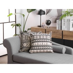 Zestaw 2 poduszek dekoracyjnych HENTEPE Bawełna 45 x 45 cm Czarny Wzór geometryczny Zestaw 2 poduszek dekoracyjnych HENTEPE Bawełna 45 x 45 cm Czarny Wzór geometryczny