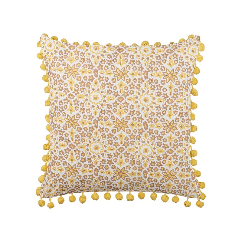 Zestaw 2 poduszek dekoracyjnych LYCROIS Bawełna 45 x 45 cm Żółty Wzór kwiatowy Zestaw 2 poduszek dekoracyjnych LYCROIS Bawełna 45 x 45 cm Żółty Wzór kwiatowy