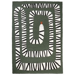 Dywan wełniany motyw węża 160 x 230 cm zielony OKAPI Dywan wełniany motyw węża 160 x 230 cm zielony OKAPI