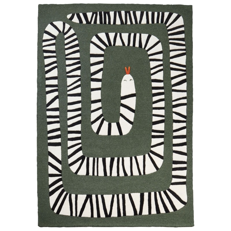 Dywan wełniany motyw węża 160 x 230 cm zielony OKAPI