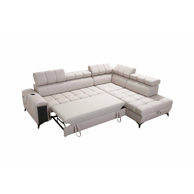 Sofá esquinero Venna VII con función de cama, puerto USB y bar abatible Plusz, Avra 12 Sofá esquinero Venna VII con función de cama, puerto USB y bar abatible Plusz, Avra 12