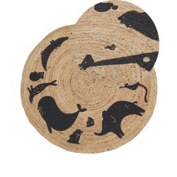 Dywan dziecięcy okrągły z juty motyw zwierząt ⌀ 120 cm beżowy EARTH Dywan dziecięcy okrągły z juty motyw zwierząt ⌀ 120 cm beżowy EARTH